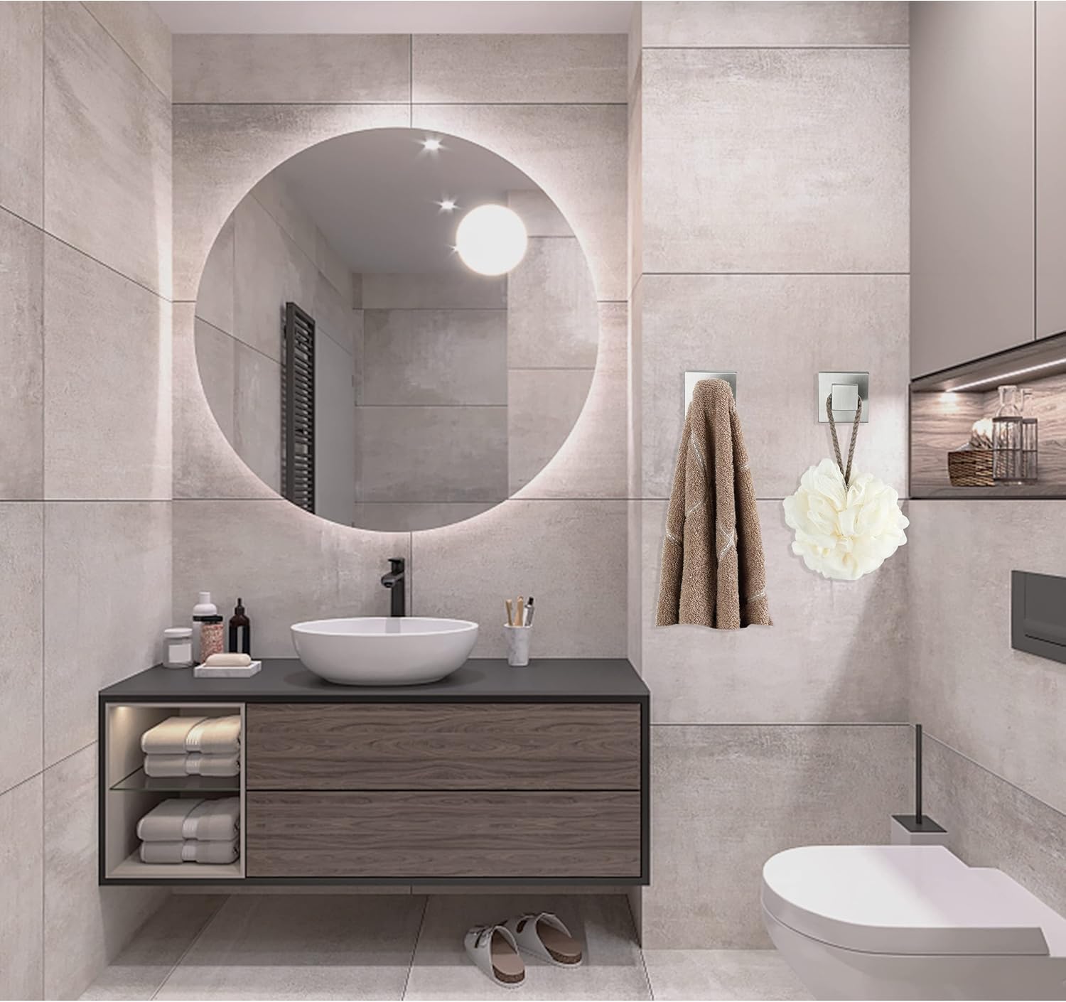 Stainless Steel Towels for Bathroom Hangers 4-Pack Durable 1810 Chrome Rust-Resistant Door-Mount