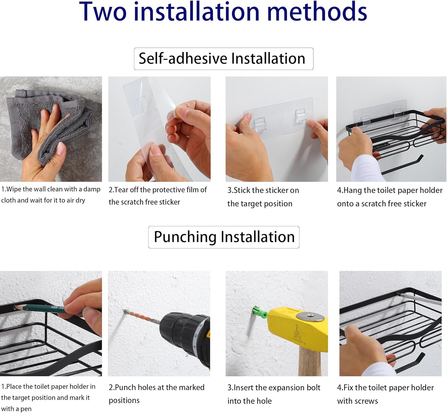 AIDILI Sleek Wall-Mounted Toilet Paper Holder with Storage Black for Modern Bathrooms