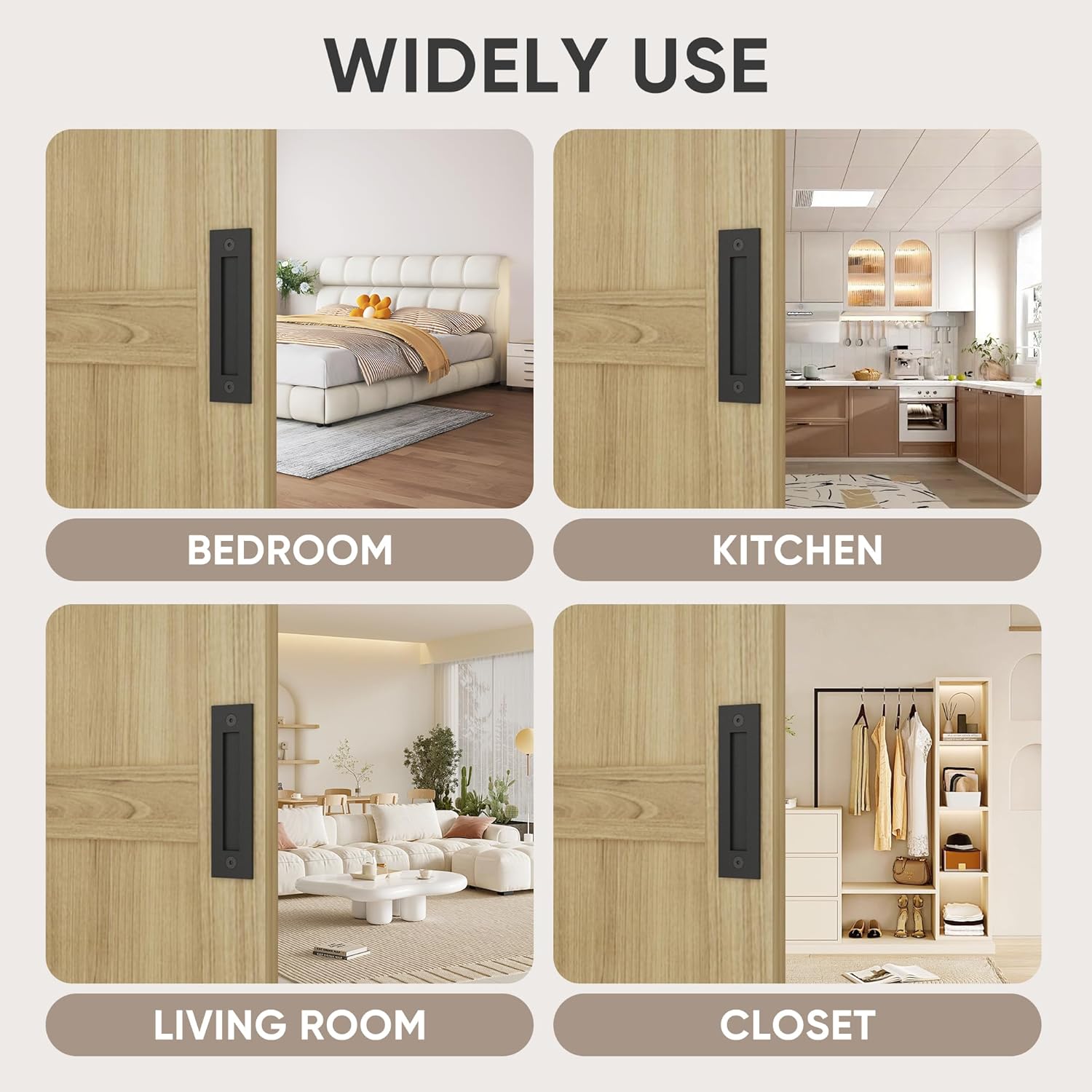 JUBEST 8-35 Finger Flush Pull Door Handle for slid doors Matte Black