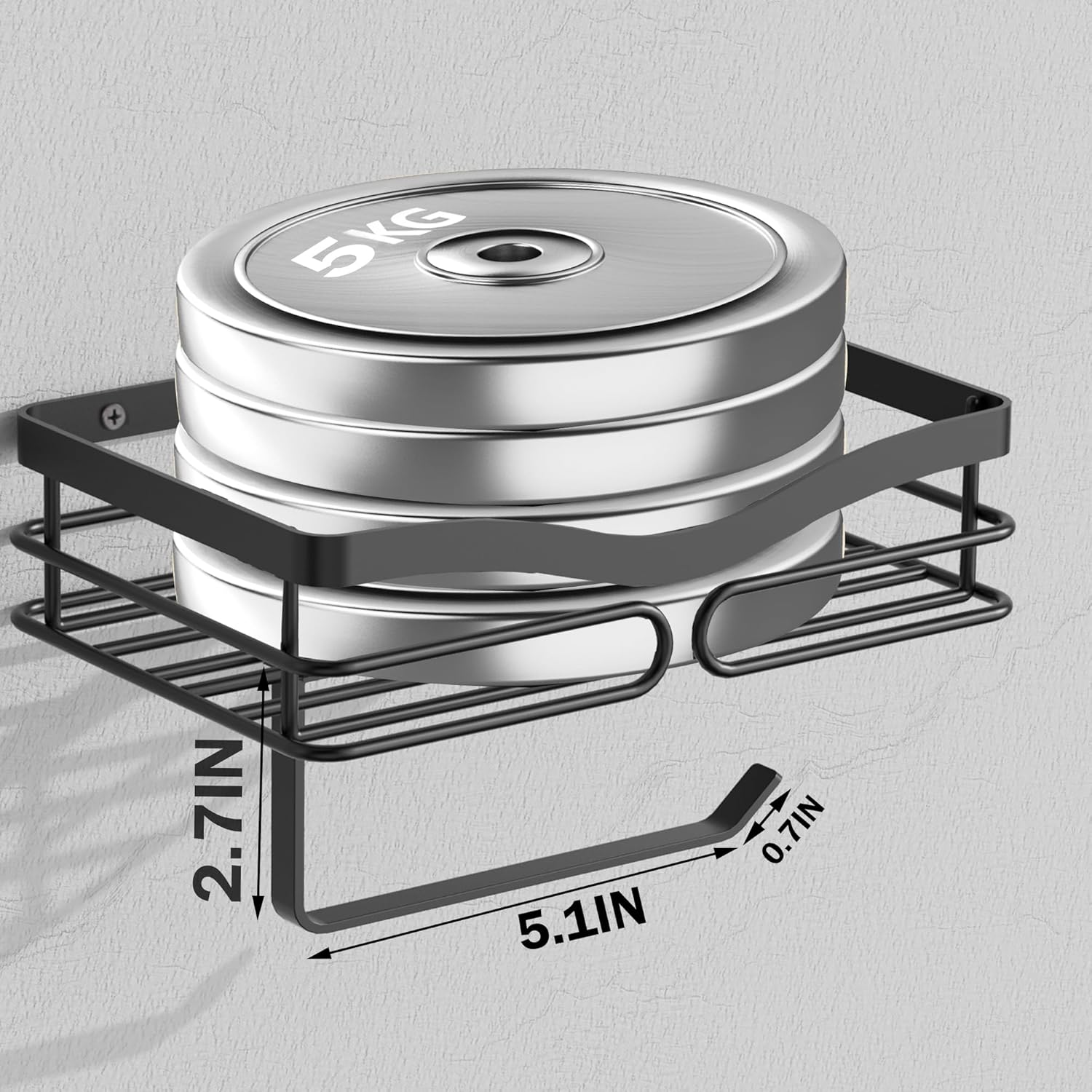 AIDILI Sleek Wall-Mounted Toilet Paper Holder with Storage Black for Modern Bathrooms