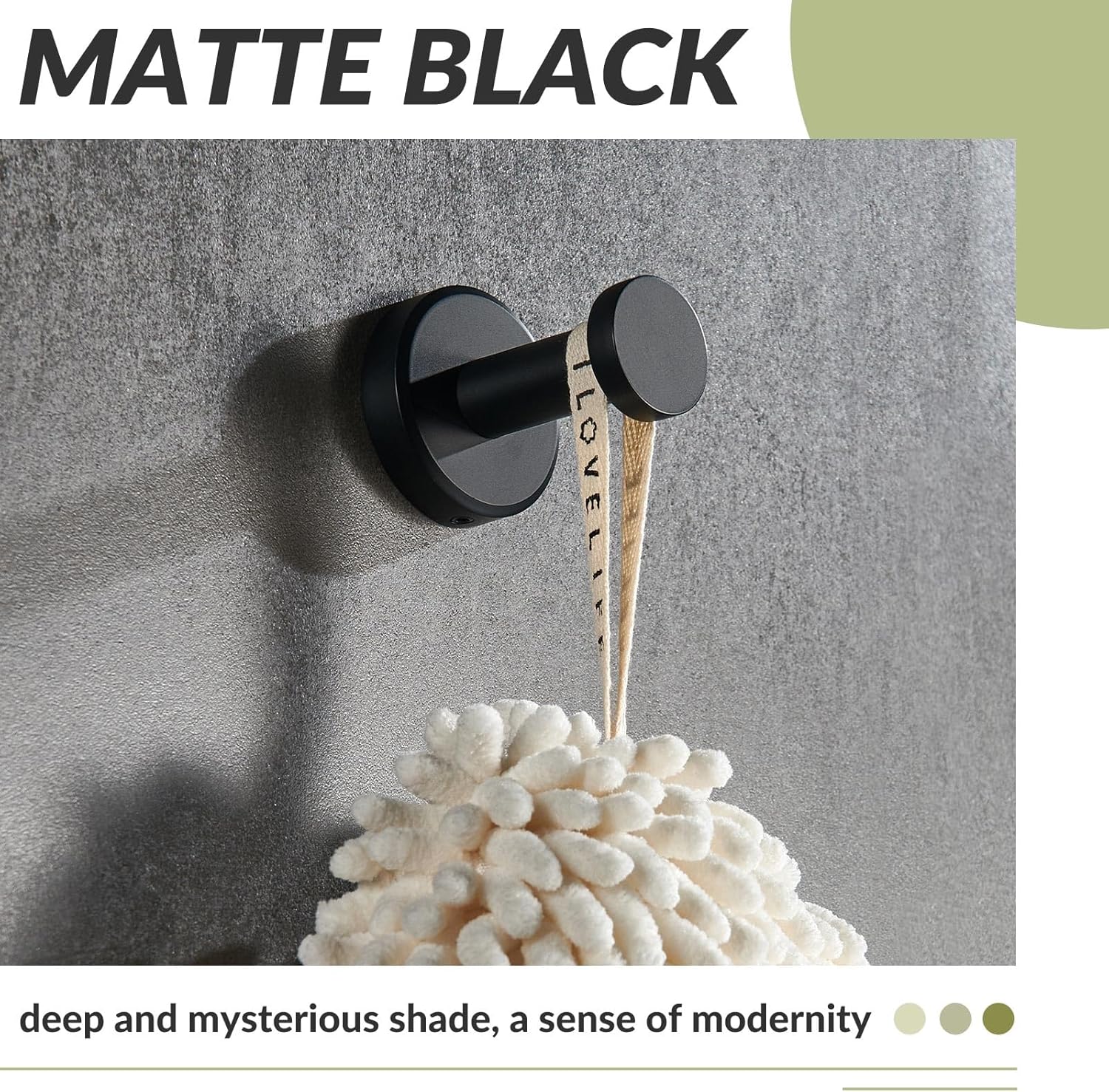 Sleek Matte Black Stainless Steel Robe Towel Hook for Space-Saving Storage in Bathroom Kitchen or Bedroom