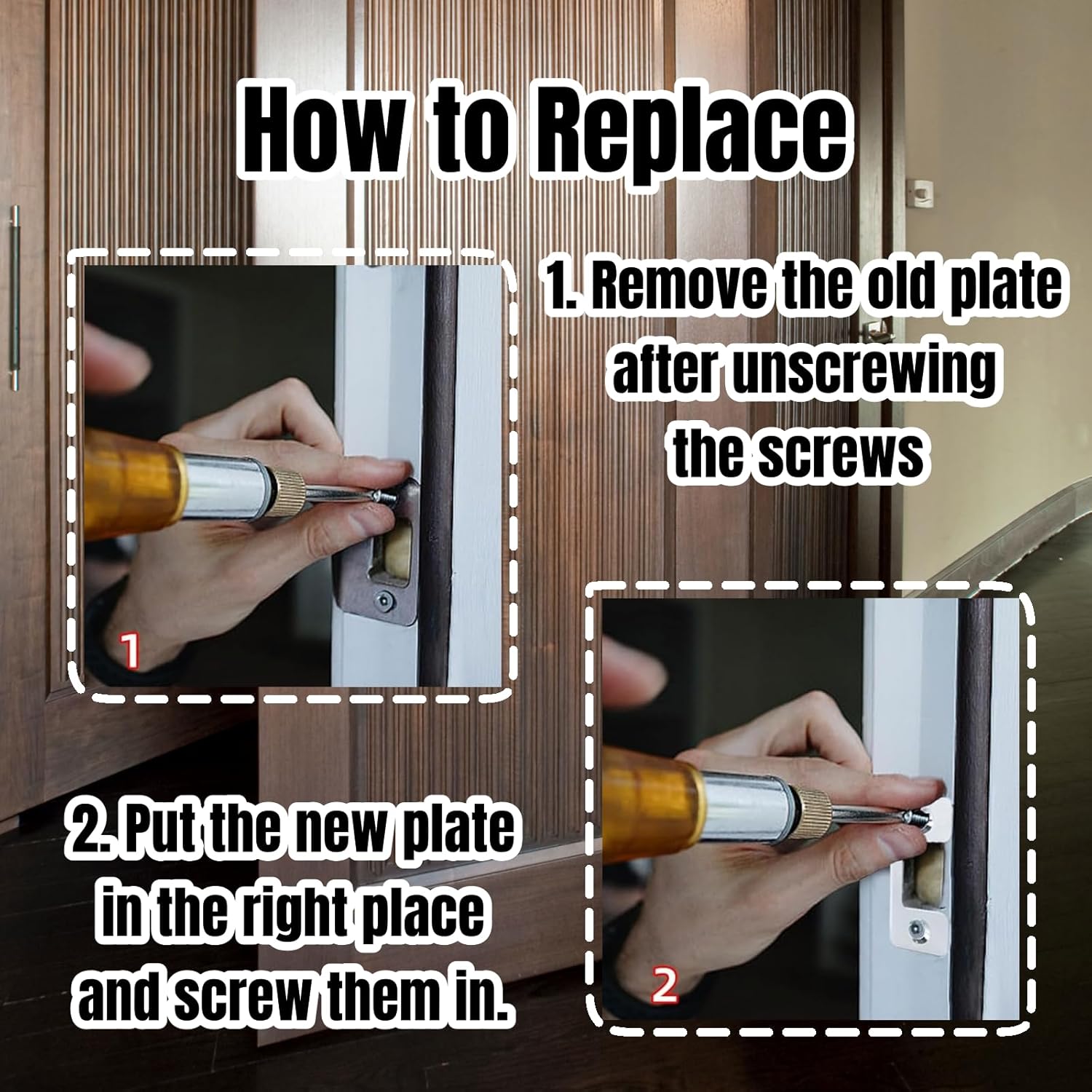 Adjustable Door Strike Plate for Home Rental Security 4PCS Set with Screws