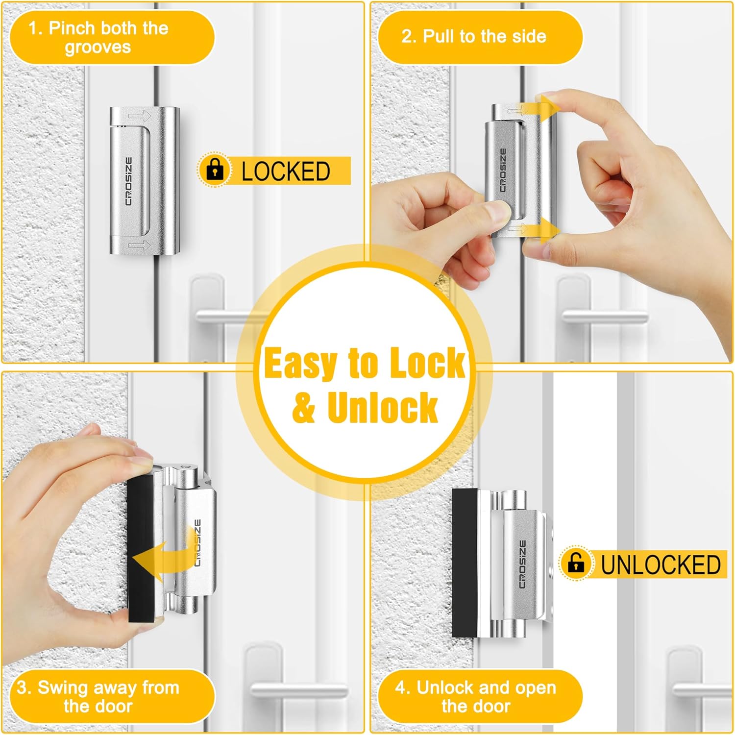 Crosize Secure Door Lock - Durable with 800 lbs Impact Resistance for Home Entry