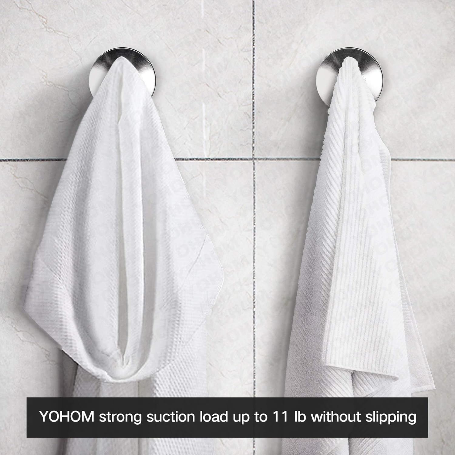 YOHOM Stainless Steel Vacuum Suction Cup Plate Holder Removable Towel Rack - Modern Bathroom and Kitchen Organizing Tool
