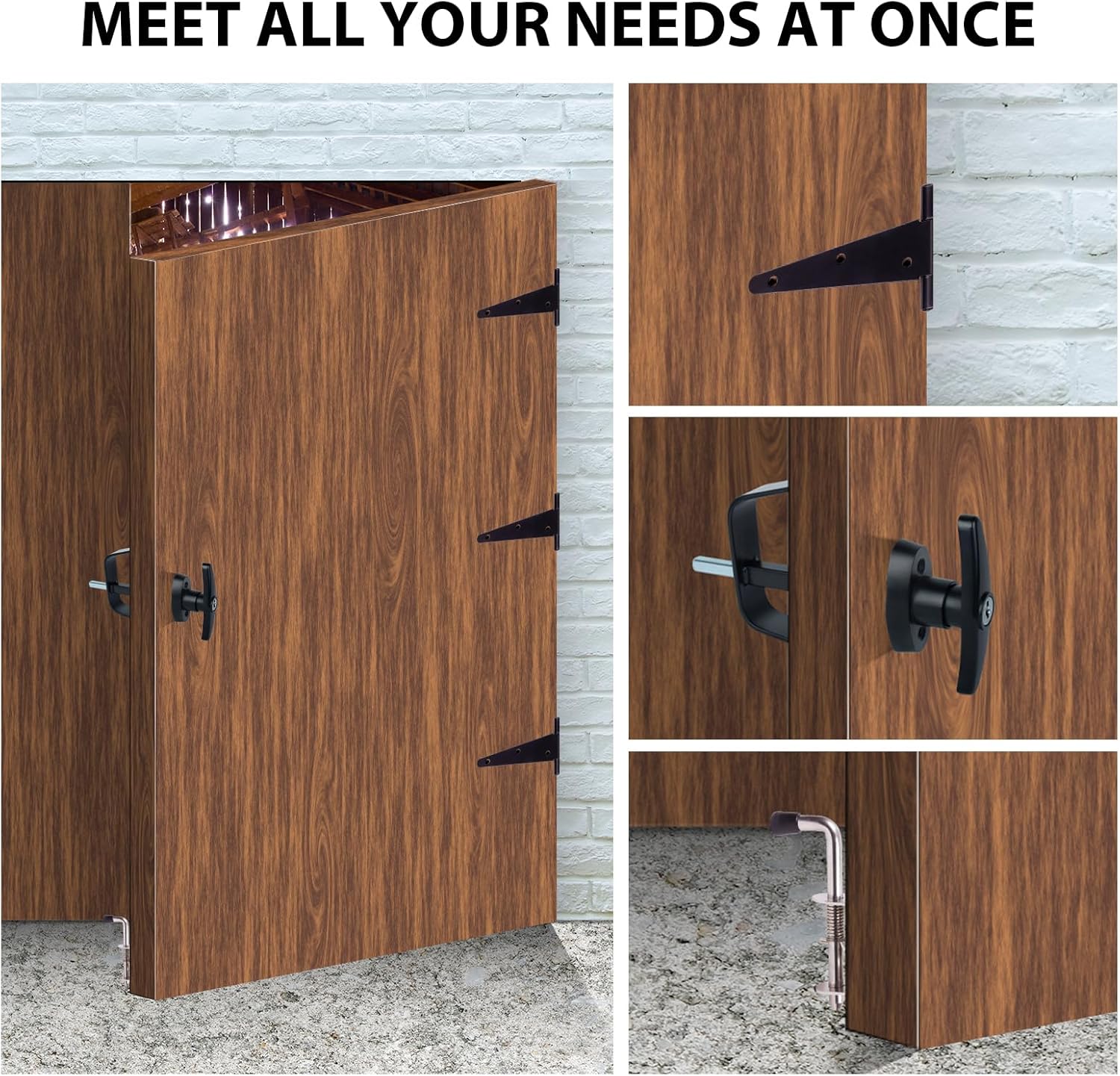 Secure Shed Door Kit from Hurrikom - Durable Hinges Latch Lock Handle for Your Shed Door