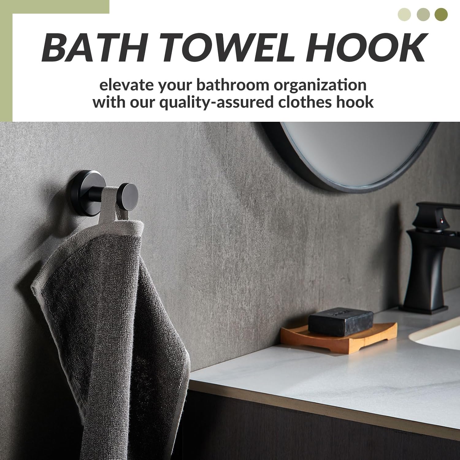 Sleek Matte Black Stainless Steel Robe Towel Hook for Space-Saving Storage in Bathroom Kitchen or Bedroom