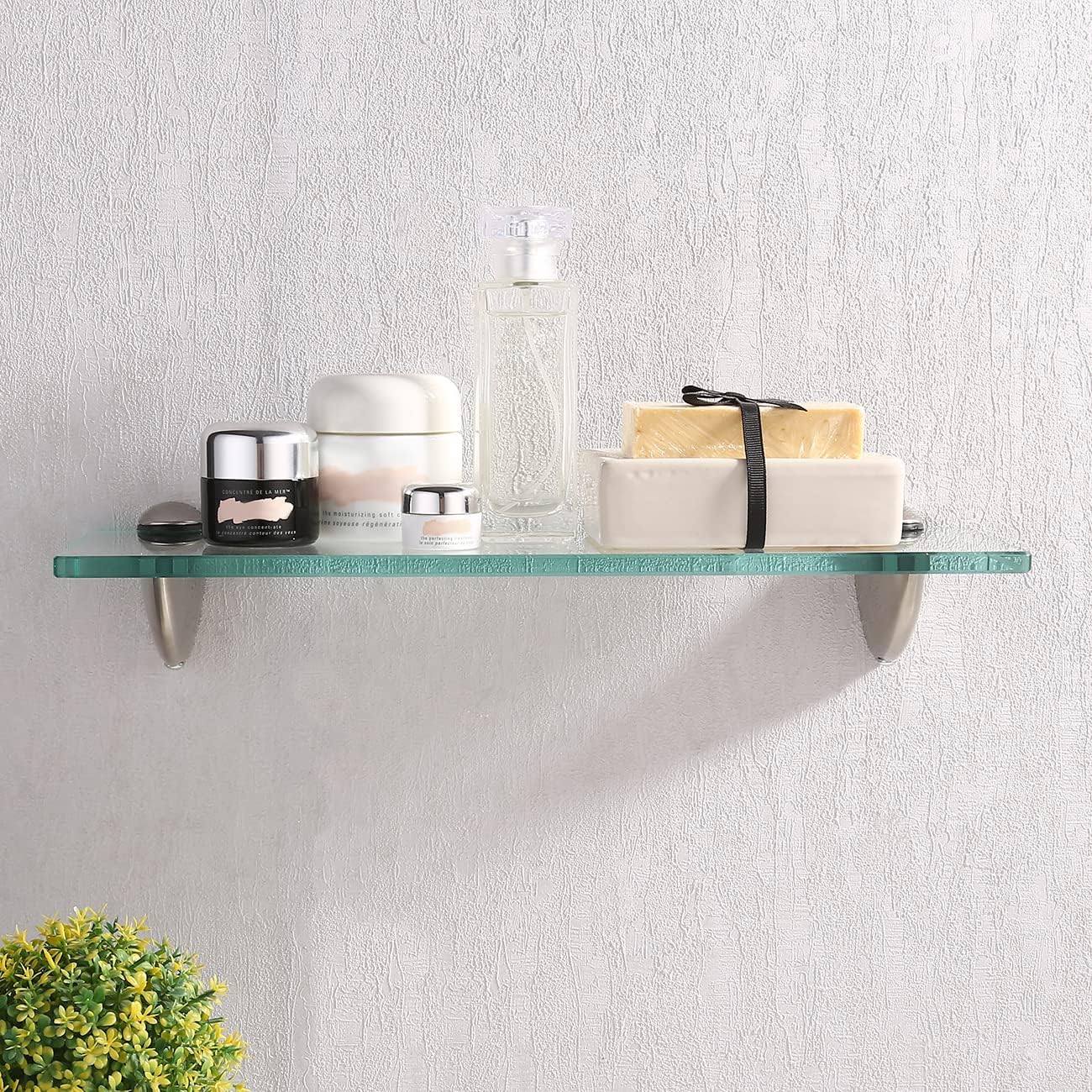 Kes Bathroom Glass Shelf Extra Thick Tempered Glass Organizer Shelf for Kids Safe Durable