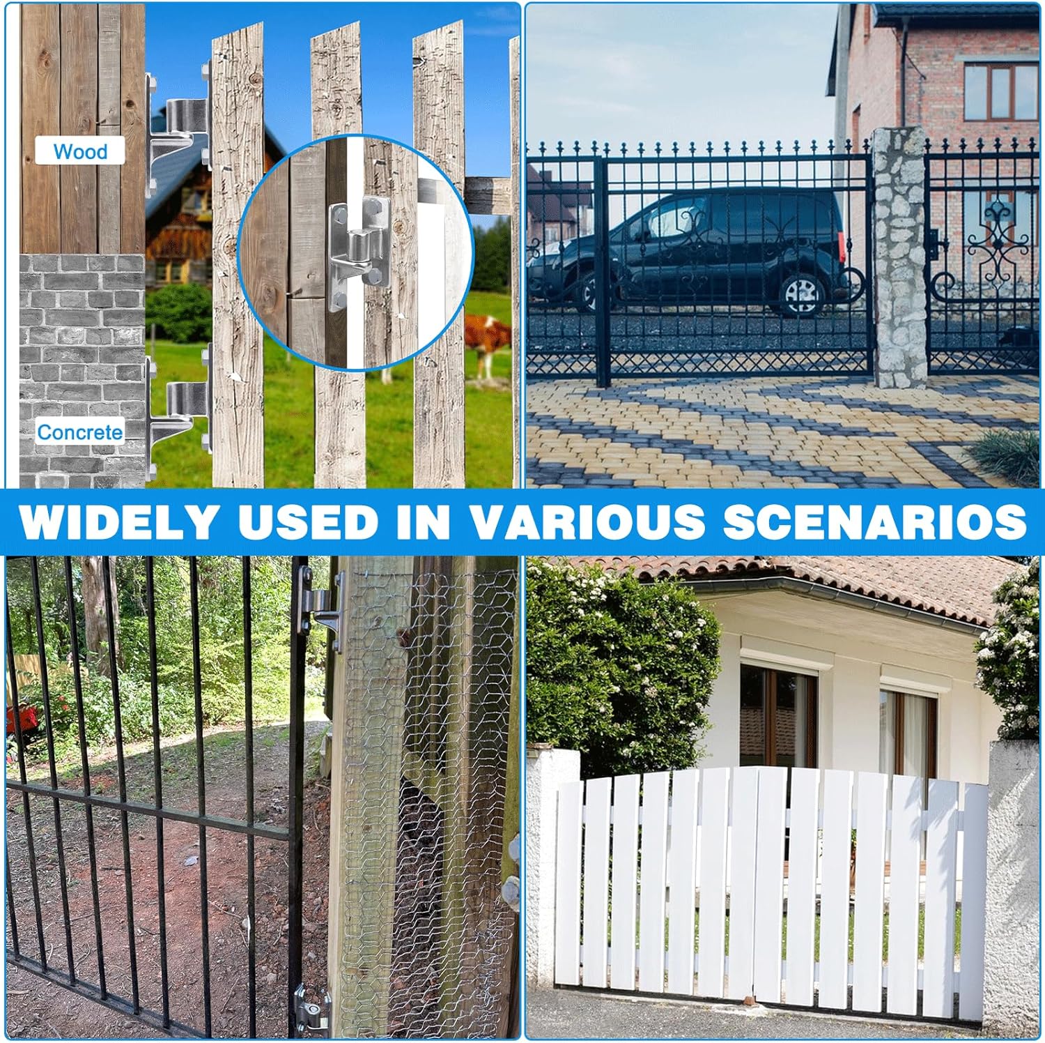 auxificantlyW Concealed Hinge Set Heavy Duty 304 stainless steel Perfect for Farm Gates and Outdoors